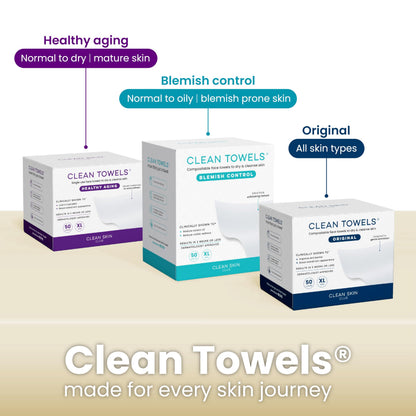 Clean Skin Club Bamboo Viscose Clean Towels® XL 100% USDA Biobased Face Towel, Disposable Face Towelette, Makeup Remover Dry Wipes, Ultra Soft, 50 Ct, 1 Pack CLEAN SKIN CLUB