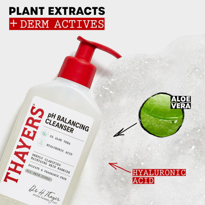 THAYERS pH Balancing Daily Cleanser, Face Wash with Aloe Vera, Gentle and Hydrating Skin Care for Dry, Oily, or Acne Prone Skin, 8 FL Oz. THAYERS
