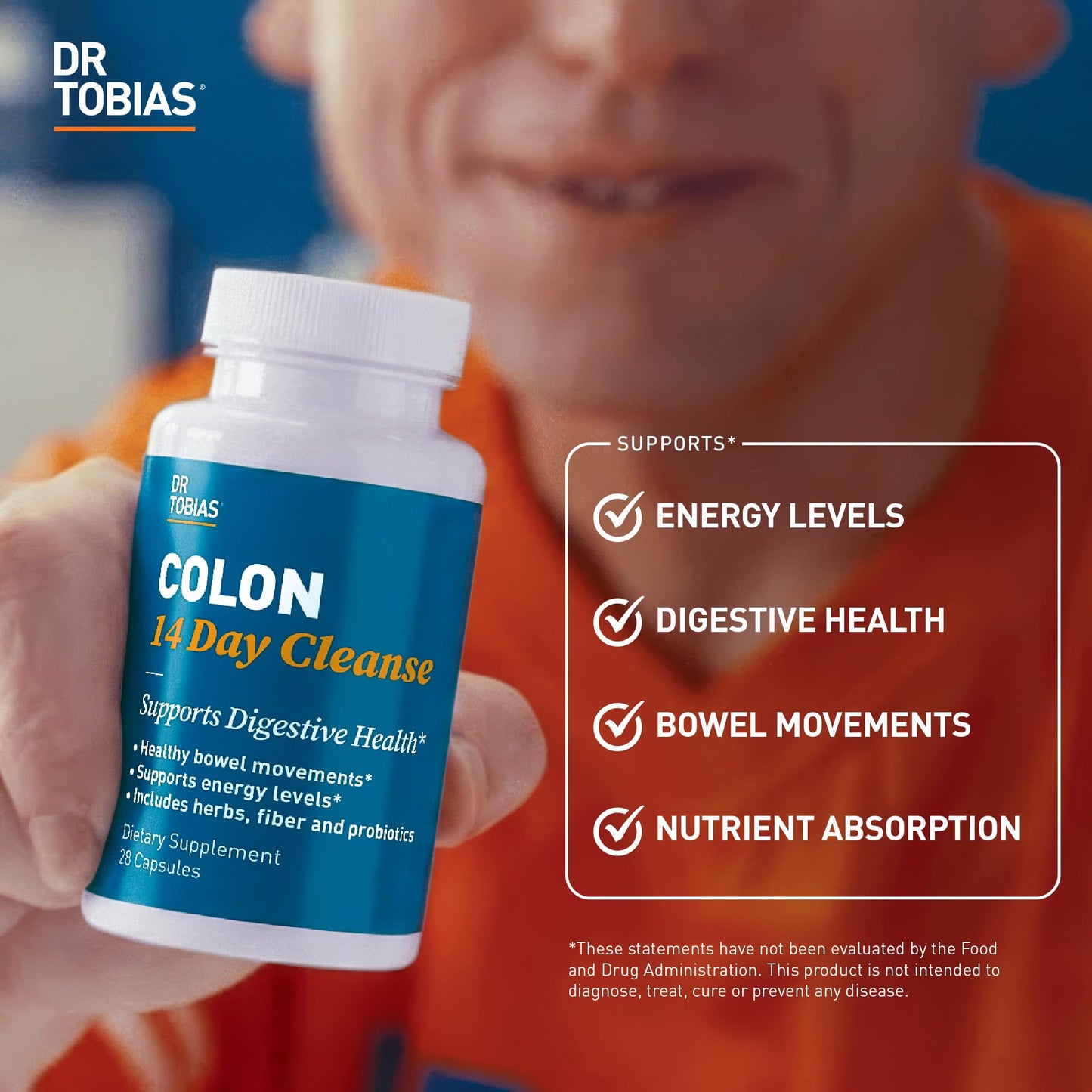 Dr. Tobias Colon Cleanse - Constipation Relief & Gut Health Support for Women & Men | 14 Day Colon Cleanser for a Gentle Colon Detox & Gut Flush - 28 Capsules (1-2 Daily)