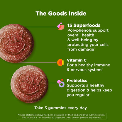 OLLY Supergood Superfoods Gummies, Supports Immune System & Digestive Health,* 15 Superfoods, Prebiotics, Vitamin C, Tropical Bliss Flavor OLLY