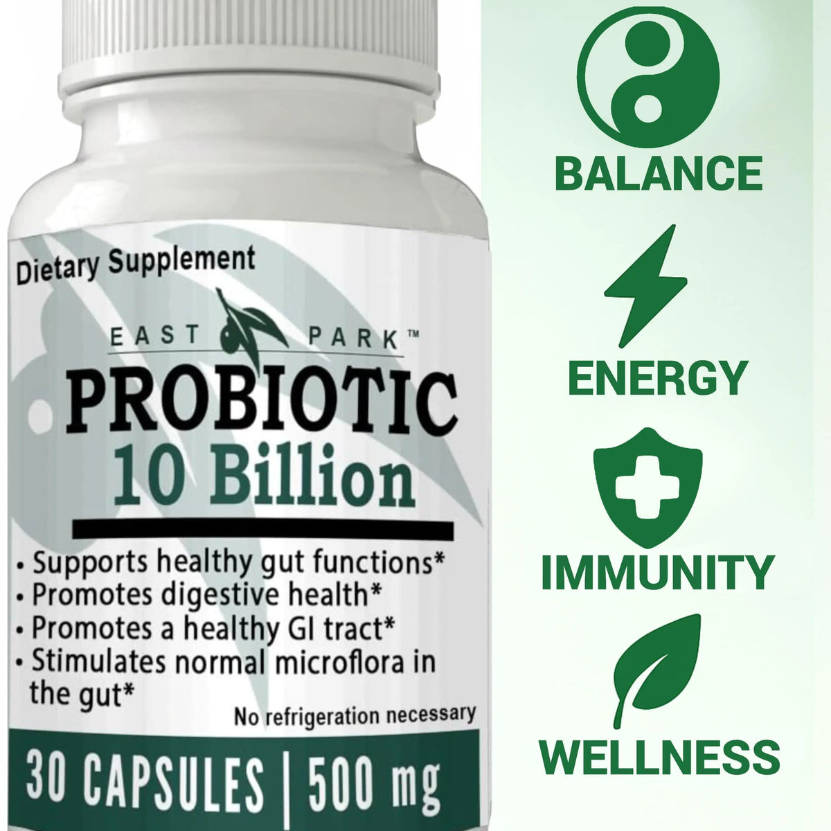 East Park Research d-Lenolate Probiotic Supplement | Probiotic 10 Billion CFUs Supports Gut & Digestive Health | Dietary Supplement Probiotics EAST PARK