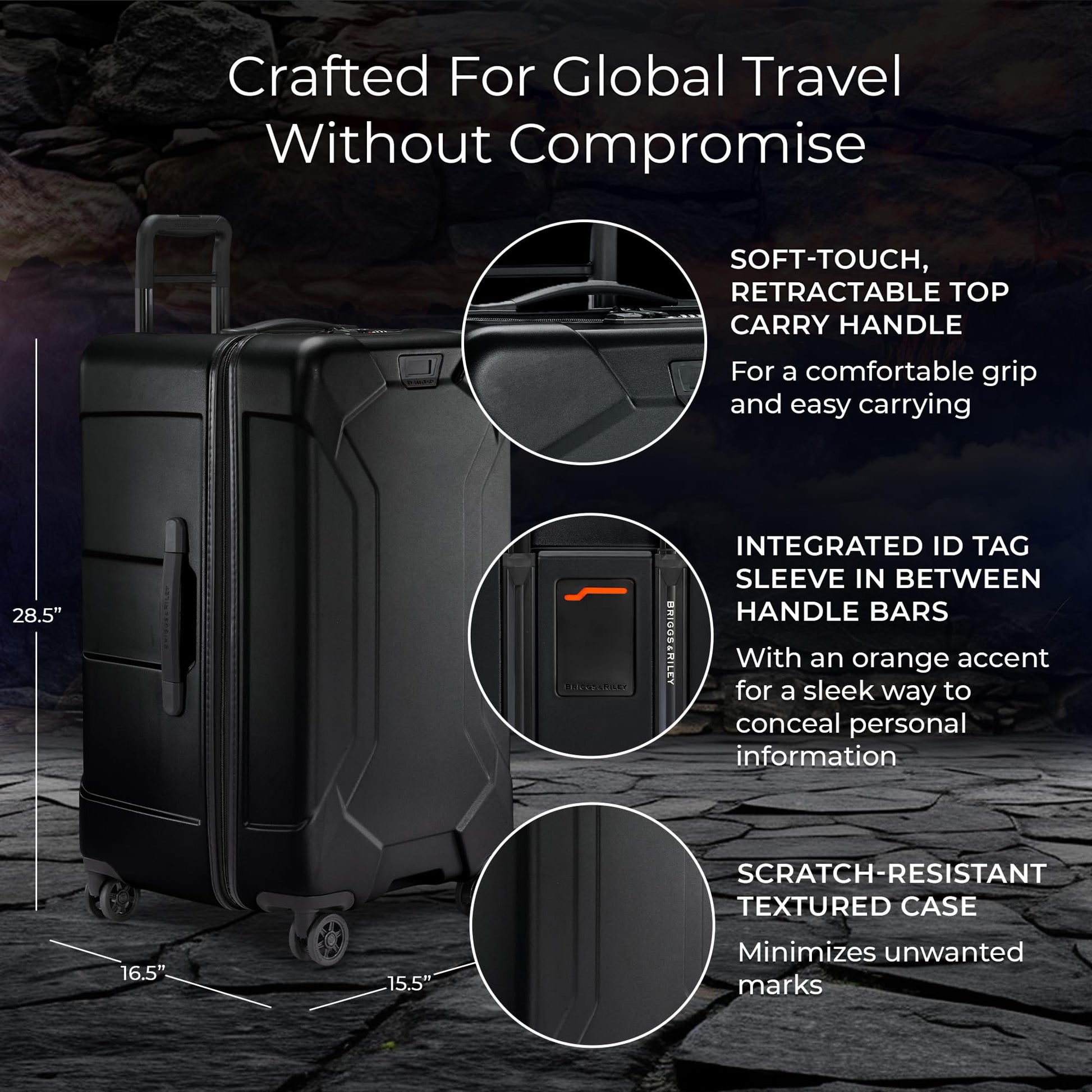 Briggs & Riley Torq Large 30 Inch Hardside Checked Luggage, Stealth Black Gsupps Australia