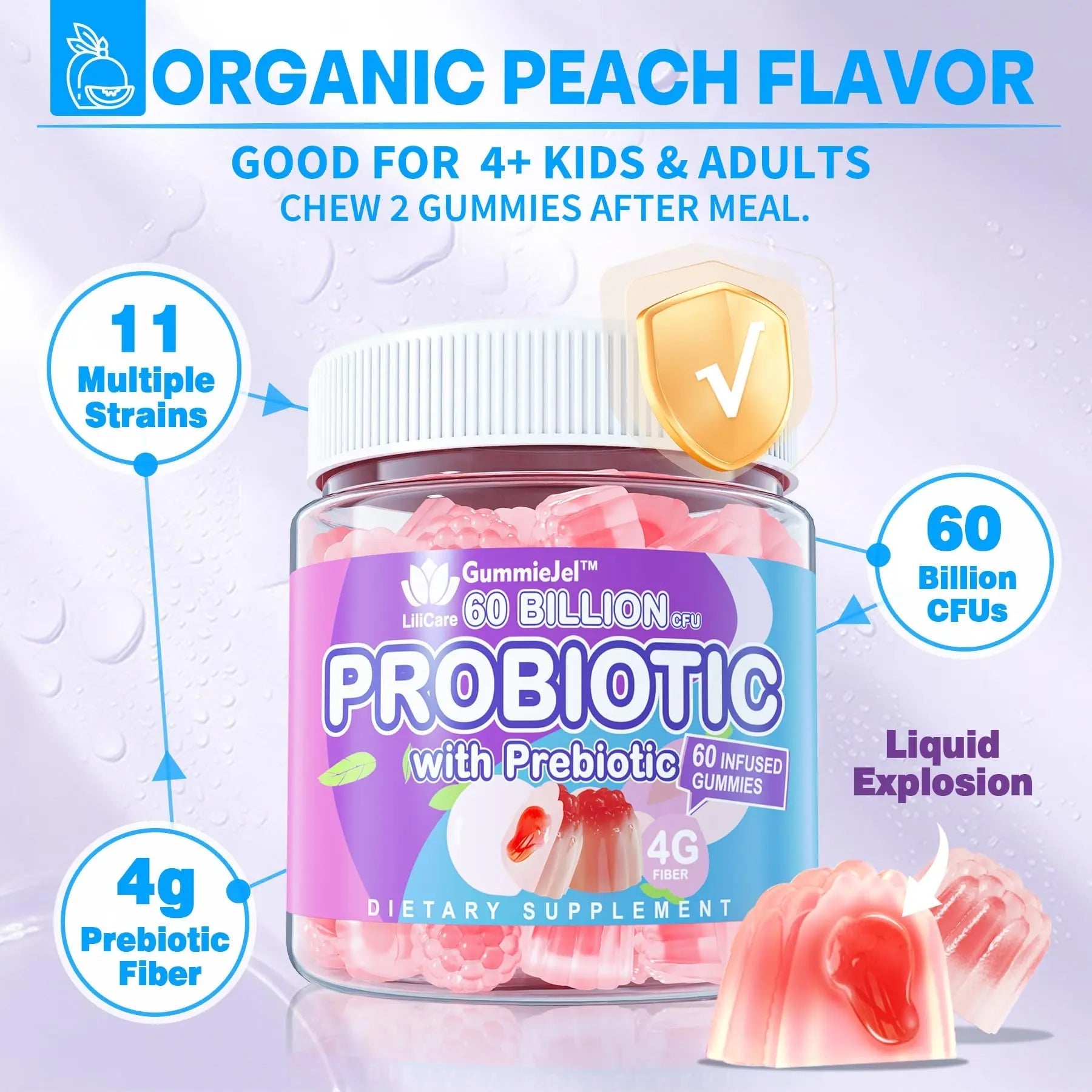 Probiotic Gummies 60 Billion CFU for Women Men & Kids, 11 Strains Probiotics + Organic Prebiotics Fiber for Immune, Digestive Health, Supports Constipation, Diarrhea, Gas & Bloating - Sugar Free, 60ct EnvyDeal buy australia supplements