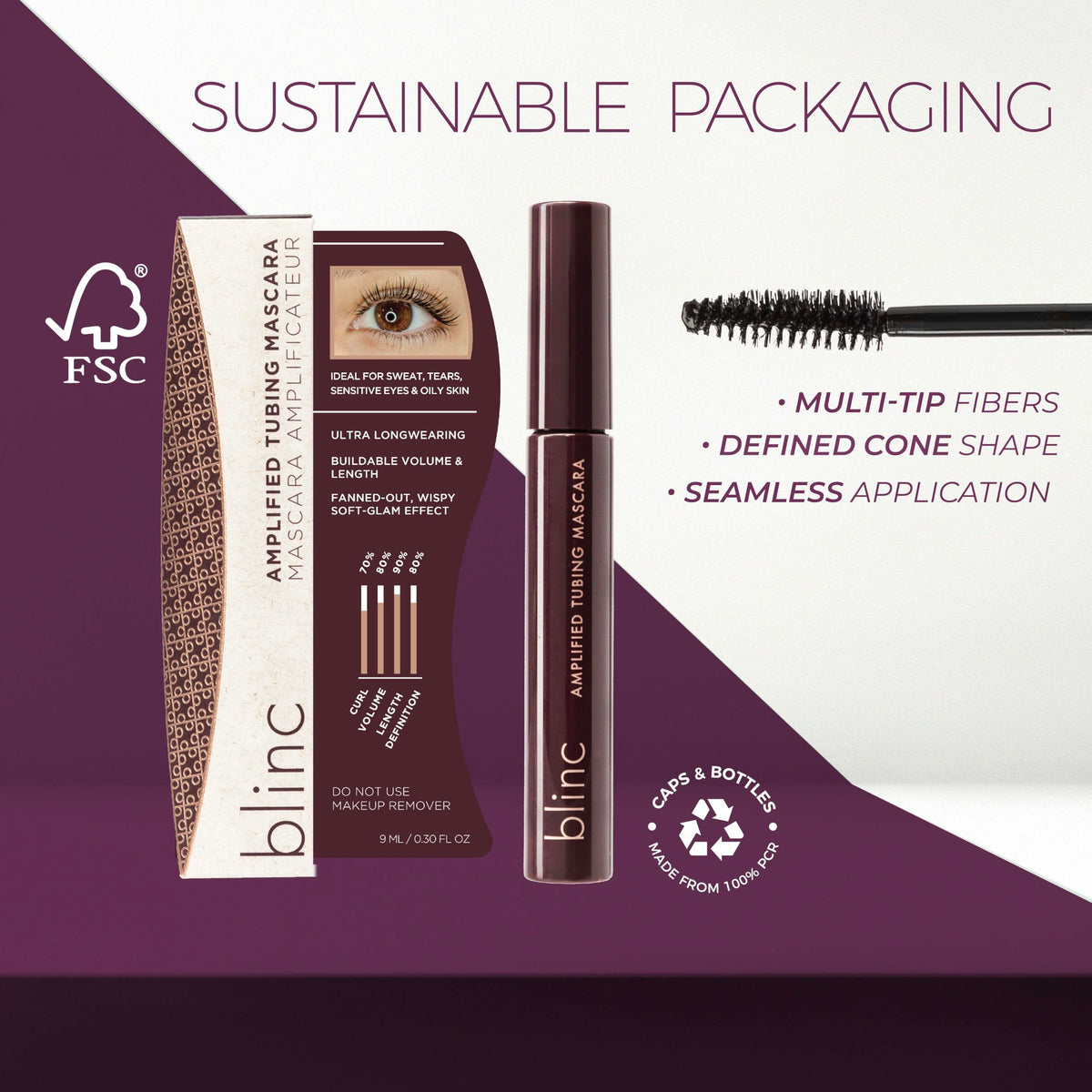 blinc Amplified Tubing Mascara, Volumizing, Soft-Glam, Black blinc