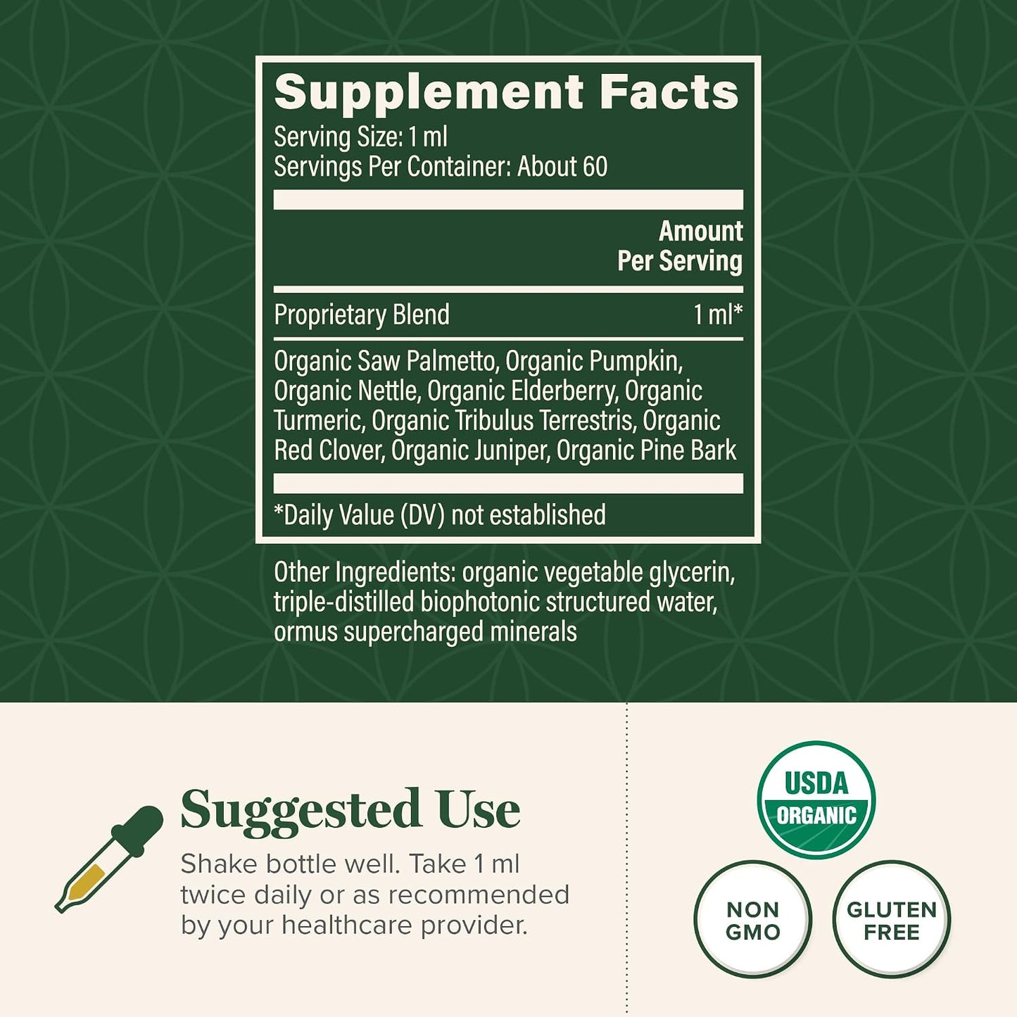 Global Healing Organic Prostate Health - Mens Health Supplement - Prostate Supplements Help Urinary Bladder Control, Frequent Urination Relief Reduces Bathroom Trips - 2 Fl Oz