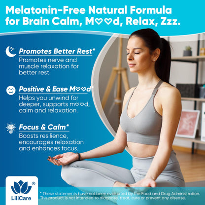 L Theanine Calm Gummies 500mg, Sugar-Free Liposomal L-Theanine Supplement, w/Safforn, Magnesium Glycinate, GABA, Ashwagandha, Algae Omega-3, Vitamin D3 B12 LILICARE