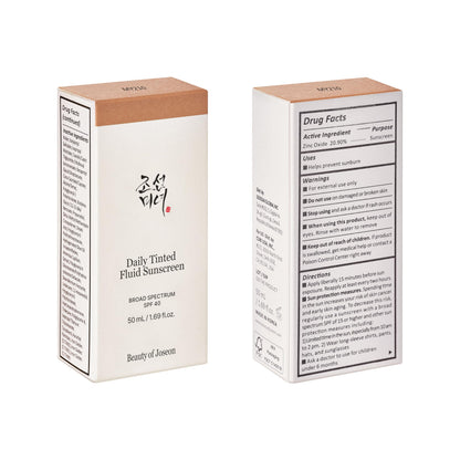 Beauty of Joseon Daily Tinted Fluid Sunscreen 12 Shades for Face Moisturizing Broad Spectrum SPF 40 Korean Skincare 50ml, 1.69 fl.oz Beauty of Joseon