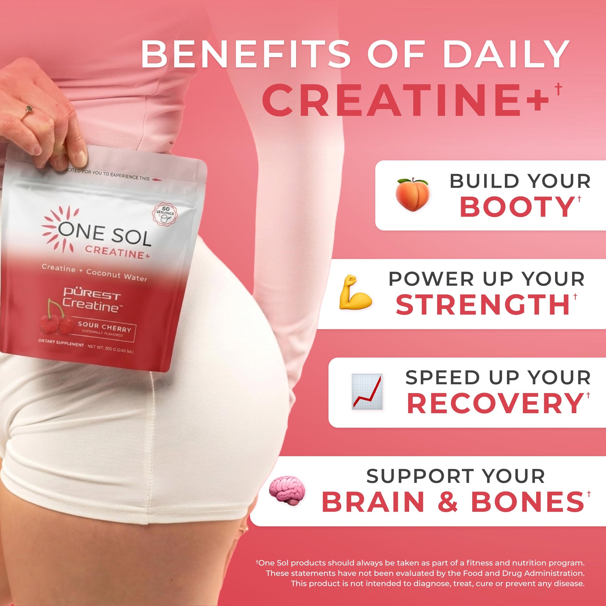 One Sol Creatine for Women, All Natural Women's Creatine Powder w Pure Creatine & Coconut Water, Increase Lean Muscle Mass, Reduce Recovery Time, Promote Brain & Bone Health (Sour Cherry, 60 Servings) One Sol buy australia supplements