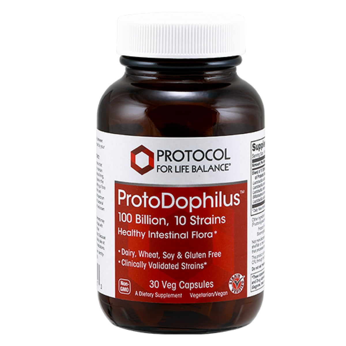 PROTOCOL FOR LIFE BALANCE Proto Dophilus 100 Billion 10 Strains - Support Digestive Gut Health Immune System & Detox - Dairy, Wheat, Soy & Gluten Free - Vegan & Nut Free - 30 Veg Capsules PROTOCOL FOR LIFE BALANCE