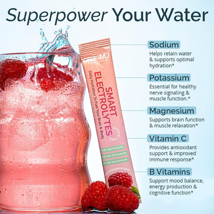BrainMD Smart Electrolytes Powder - Hydration & Energy Support - 30 Servings