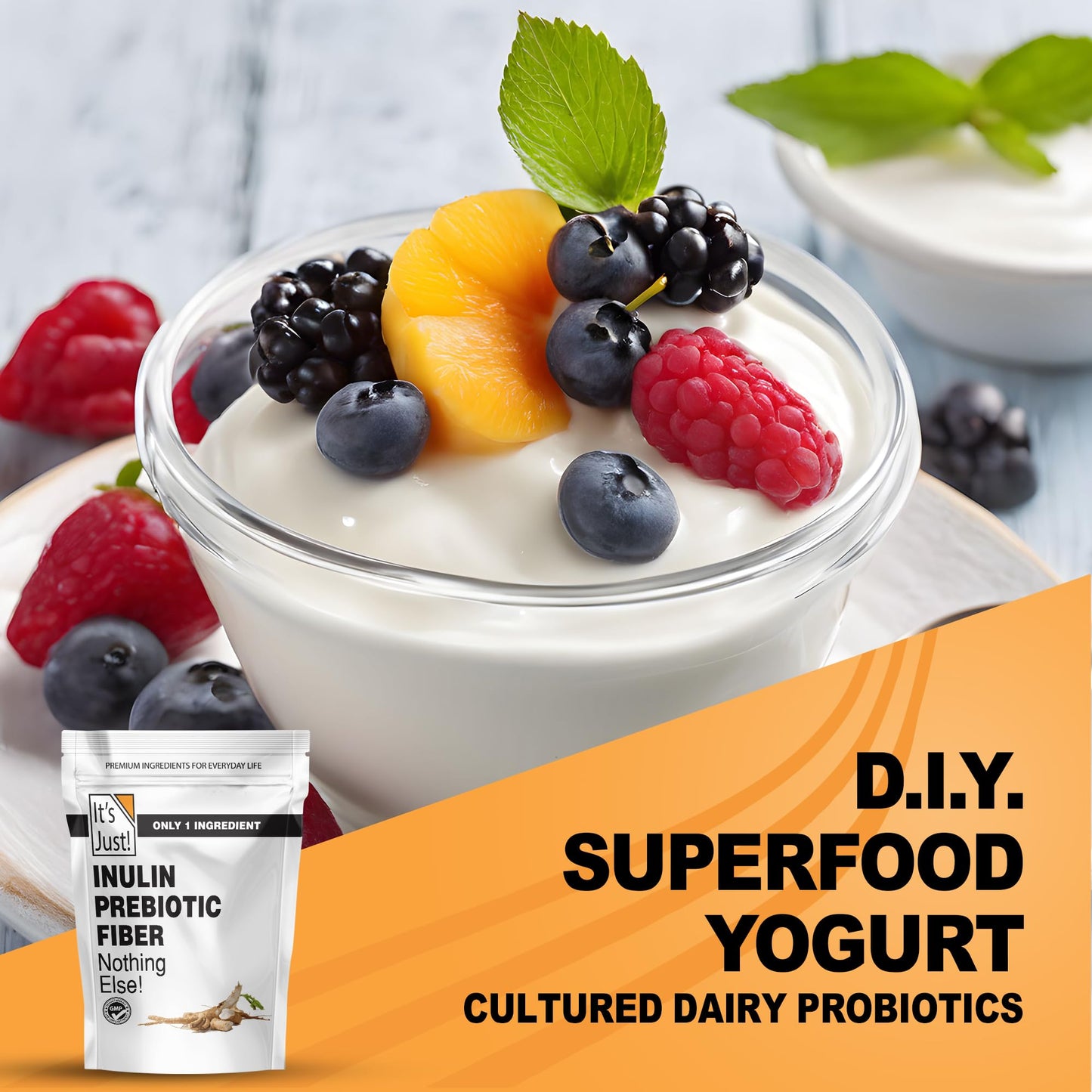 It's Just! - Inulin Prebiotic Fiber, Water Soluble, Chicory Root Powder, Promotes Gut Health, Made in USA, Product of Belgium, Vegan/Keto Friendly It's Just!