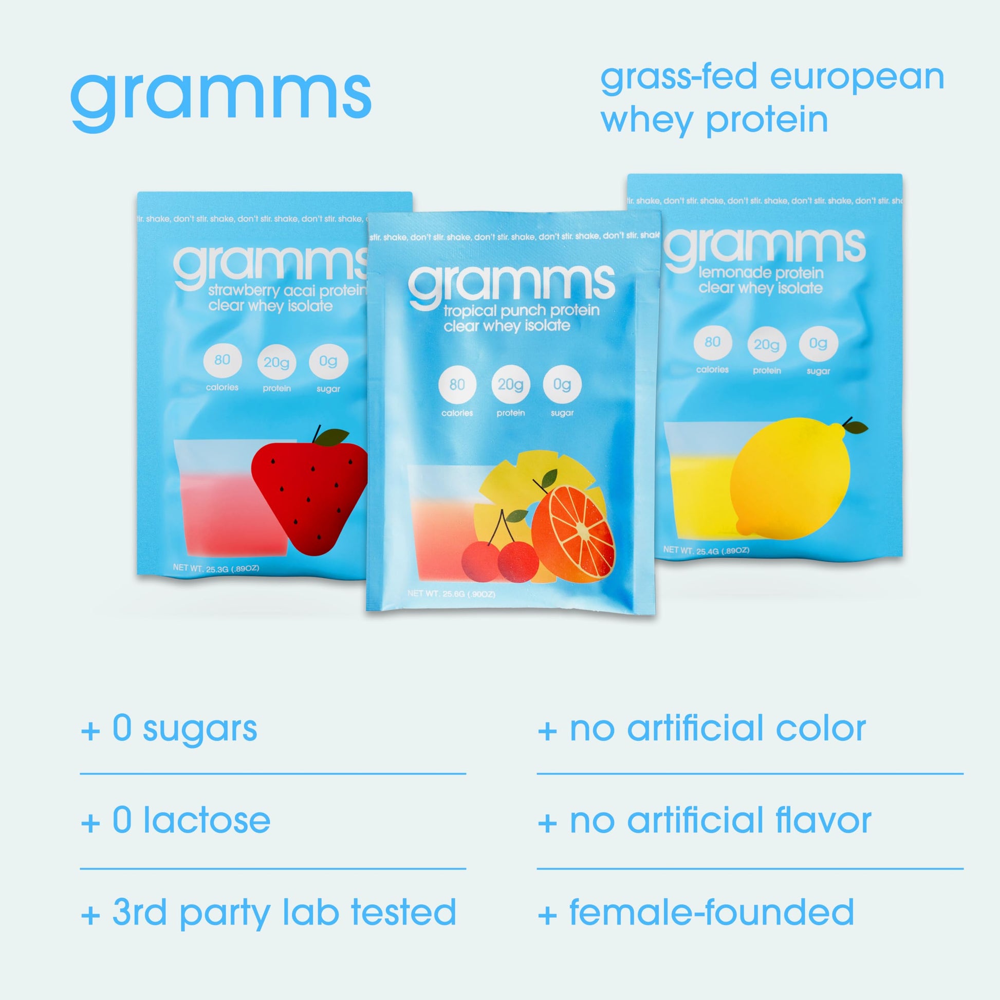 GRAMMS Clear Protein Powder Packets 20G Protein Sample Packets Variety Flavors for Women & Men | Lactose Free, Grass-Fed Whey Isolate, Gluten Free, Zero Sugar, Gut Friendly, Non-Bloating(9 Pack) GRAMMS buy australia supplements