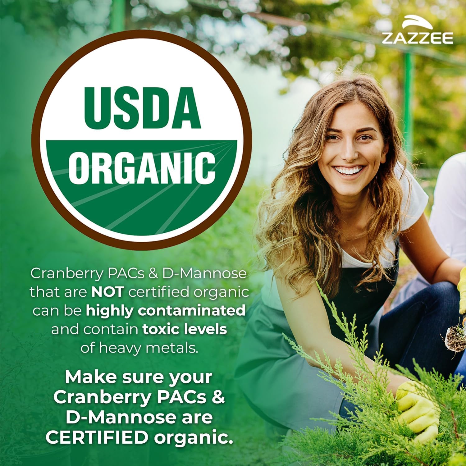 Zazzee USDA Organic Cranberry PACs & D-Mannose, 36 mg PACs per Serving | 1000 mg D-Mannose per Serving, 120 Vegan Capsules, 2 Month Supply, Urinary Tract & Bladder Support, Non-GMO, Made in the USA Gsupps Australia