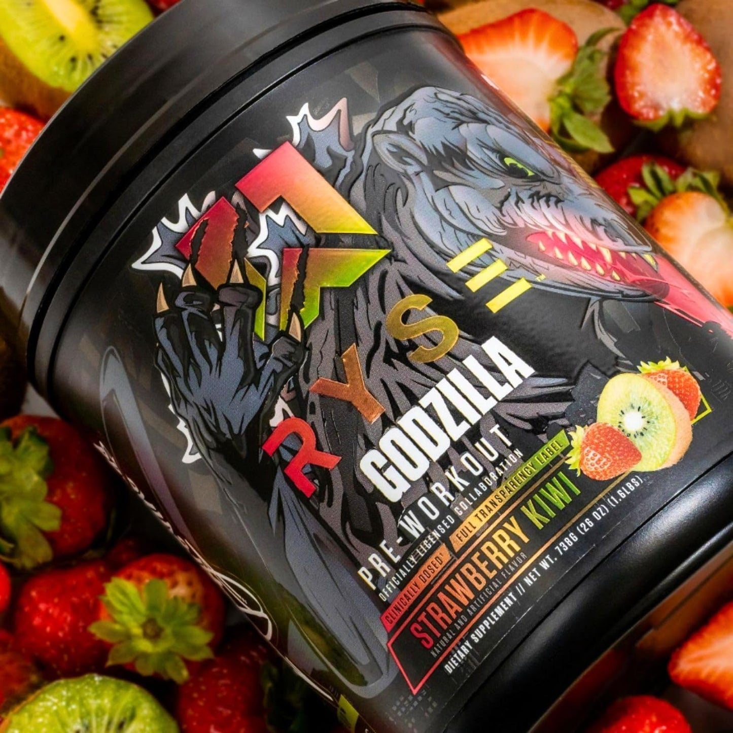 RYSE Godzilla X Noel Deyzel Pre Workout Powder - Monsterberry Lime - 400mg Caffeine, High Stim Pre-Workout for Men & Women with Citrulline & Beta Alanine - Energy, Pump & Focus - 20/40 Servings