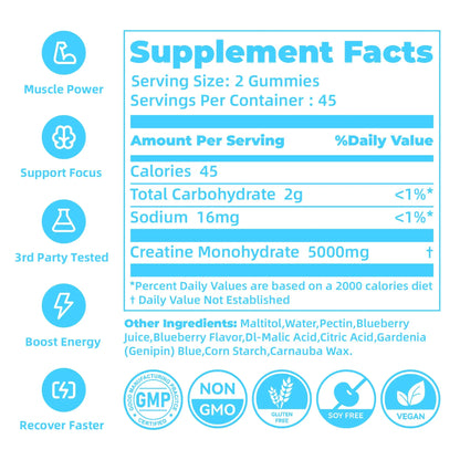 novomins Creatine Monohydrate Gummies 5000mg for Men & Women, Chewables Creatine Monohydrate for Muscle Strength, Muscle Builder, Energy Boost, Pre-Workout Supplement novomins