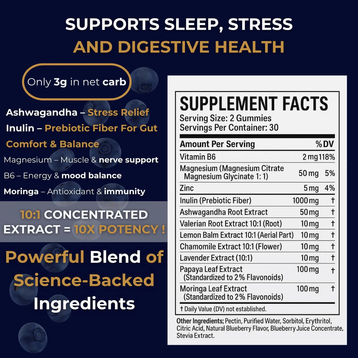 Gut Health & Bloating Relief Gummies – Digestion Support with Prebiotic Fiber, Inulin & Ashwagandha – Stress, Nervous Stomach, Sleep & Calm Support – Gut-Brain Axis Formula Global-List LLC