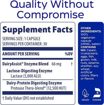 Enzymedica DairyAssist, Support for Milk & Dairy Digestion, 30 Caps Gsupps Australia