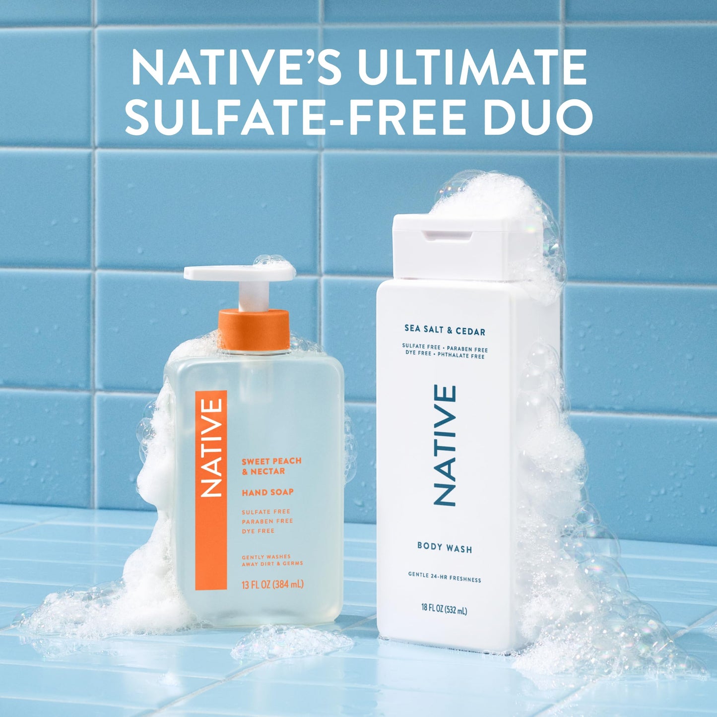 Native Body Wash Contains Naturally Derived Ingredients | For Women & Men, Sulfate, Paraben, & Dye Free Leaving Skin Soft and Hydrated | Sea Salt & Cedar 18 oz Native