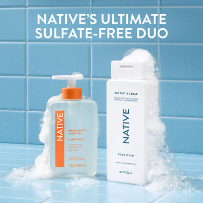 Native Body Wash Contains Naturally Derived Ingredients | For Women & Men, Sulfate, Paraben, & Dye Free Leaving Skin Soft and Hydrated | Sea Salt & Cedar 18 oz Native