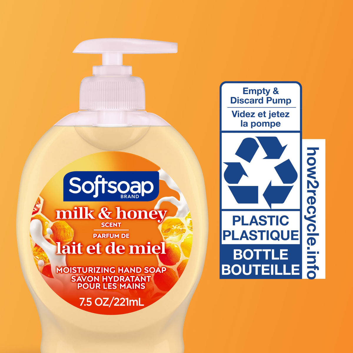 Softsoap Moisturizing Liquid Hand Soap, Milk and Honey, 7.5 Fluid Ounce, Pack of 6 (Package may vary) Softsoap