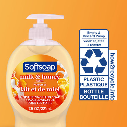 Softsoap Moisturizing Liquid Hand Soap, Milk and Honey, 7.5 Fluid Ounce, Pack of 6 (Package may vary) Softsoap
