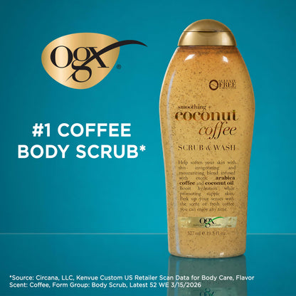 OGX Smoothing + Coconut Coffee Body Scrub, 19.5 fl oz OGX