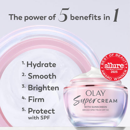 Olay Super Cream with Sunscreen SPF 30, Lightweight Face Moisturizer with Sun Protection Olay