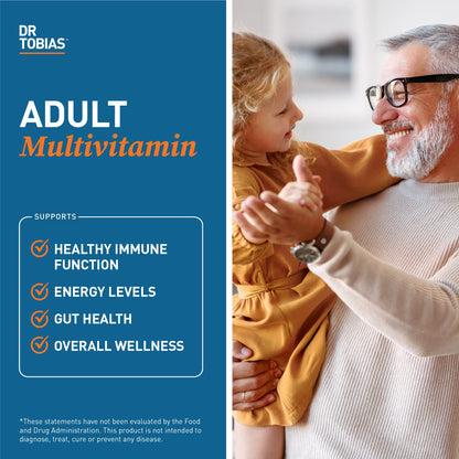 Dr. Tobias Adult Multivitamin for Women & Men - Immune Supporting Vitamins from 42 Fruits, Vegetables, Plus Probiotics, Vegan Multivitamins for Men & Women - Non-GMO (90 Tablets, 30 Servings)