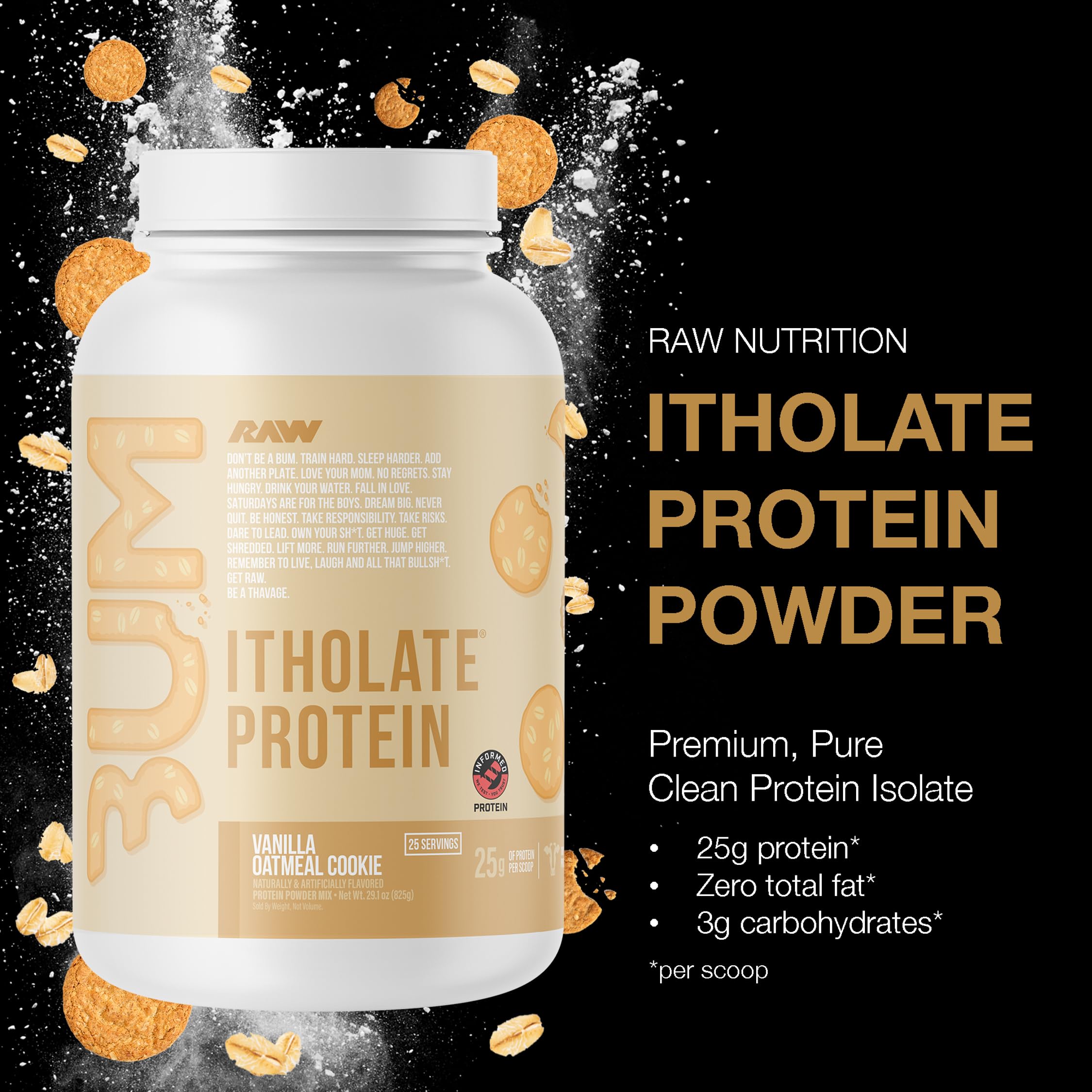 RAW Whey Isolate Protein Powder, Vanilla Oatmeal Cookie (CBUM Itholate Protein) - 100% Grass-Fed Sports Nutrition for Muscle Growth & Recovery - Low-Fat, Low Carb RAW buy australia supplements