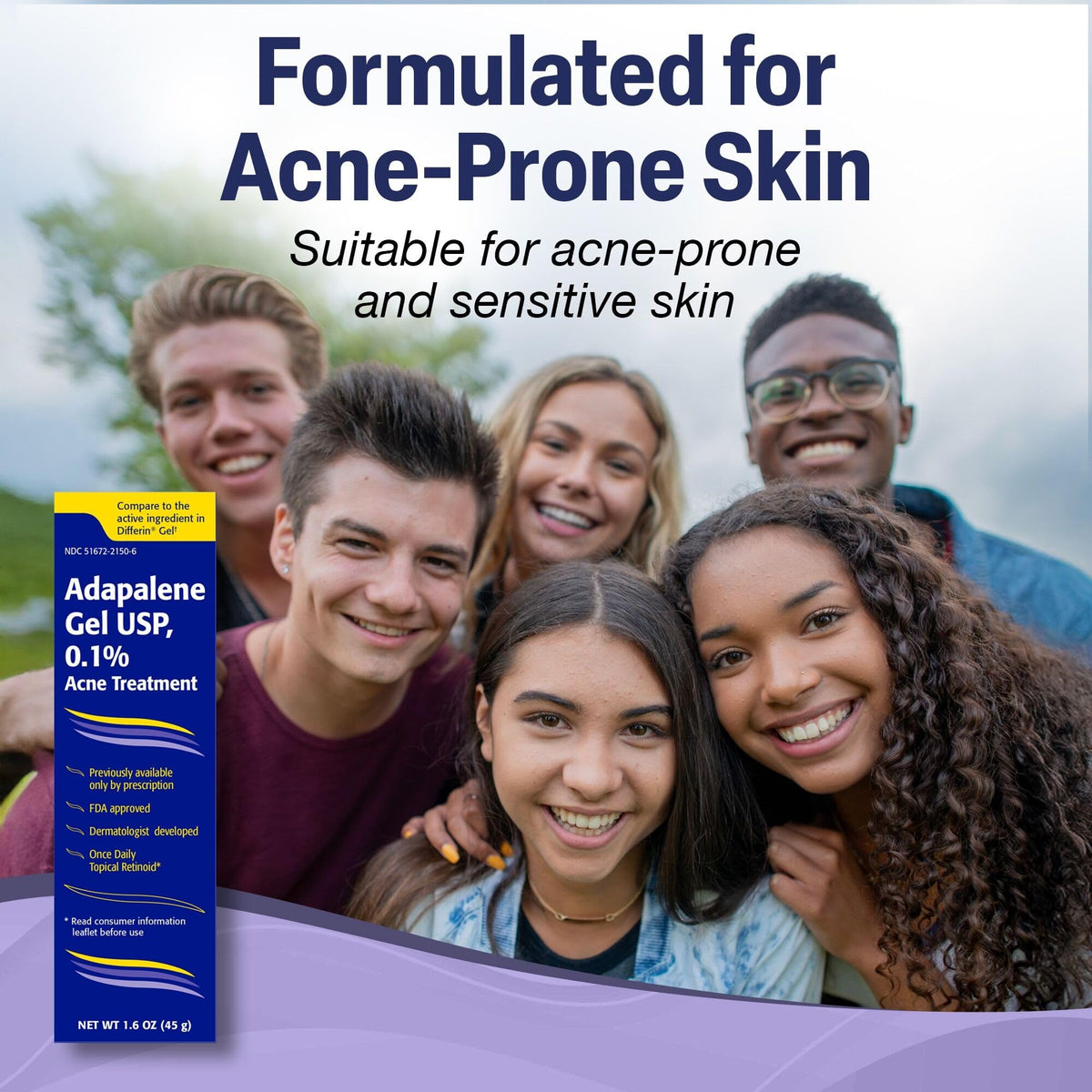 TARO Adapalene 0.1% USP Gel, Paraben Free, Retinoid Acne-Prone Facial Treatment for Sensitive Skin, Prescription Strength (1.6 Oz) TARO
