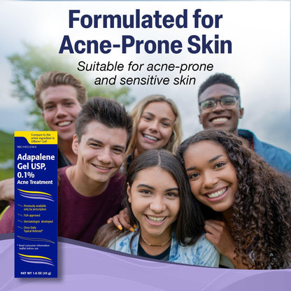 TARO Adapalene 0.1% USP Gel, Paraben Free, Retinoid Acne-Prone Facial Treatment for Sensitive Skin, Prescription Strength (1.6 Oz) TARO
