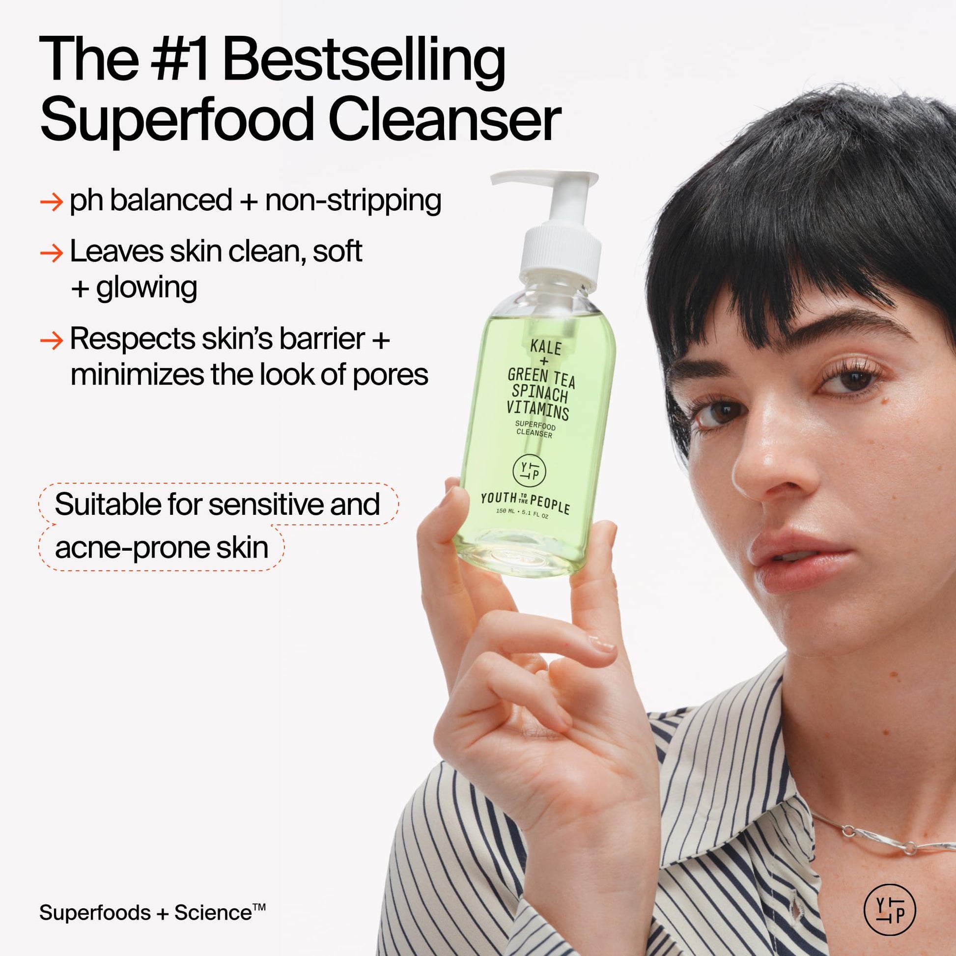Youth To The People Superfood Facial Cleanser Full Size - Kale + Green Tea Daily Face Wash Youth To The People