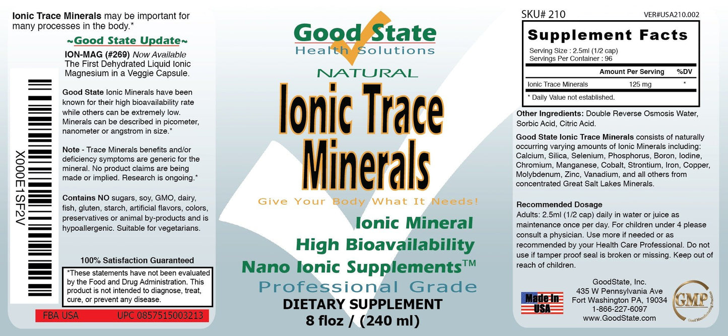 Good State Liquid Ionic Trace Minerals (96 servings at 125 mg - 8 fl oz) Good State