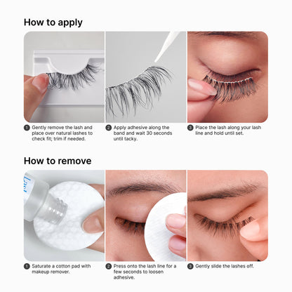 Kiss Lash Couture LuXtensions False Eyelashes, Royal Satin, 1 Pair, 10mm Flat Lash, Real Lash Extension Fibers, Lightweight Natural-Look Reusable D/C/J Curl Mix, Soft, Flexible Band KISS