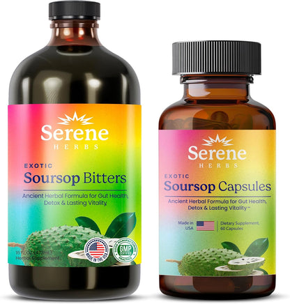 Serene Herbs Complete Detox & Energy Stack – Soursop Bitters + Soursop Capsules Combo