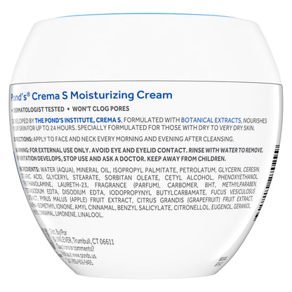 Pond's Nourishing Moisturizing Cream, Crema S, Fragrance Free, Ivory, 14.1 Oz POND'S