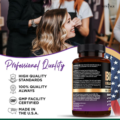 NEW AGE Biotin Collagen Keratin Hyaluronic Acid - 50,000mcg Hair Growth Vitamins for Men and Women, Nails, Hair, Skin Vitamins and DHT Blocker with Vitamin E Folic NEW AGE