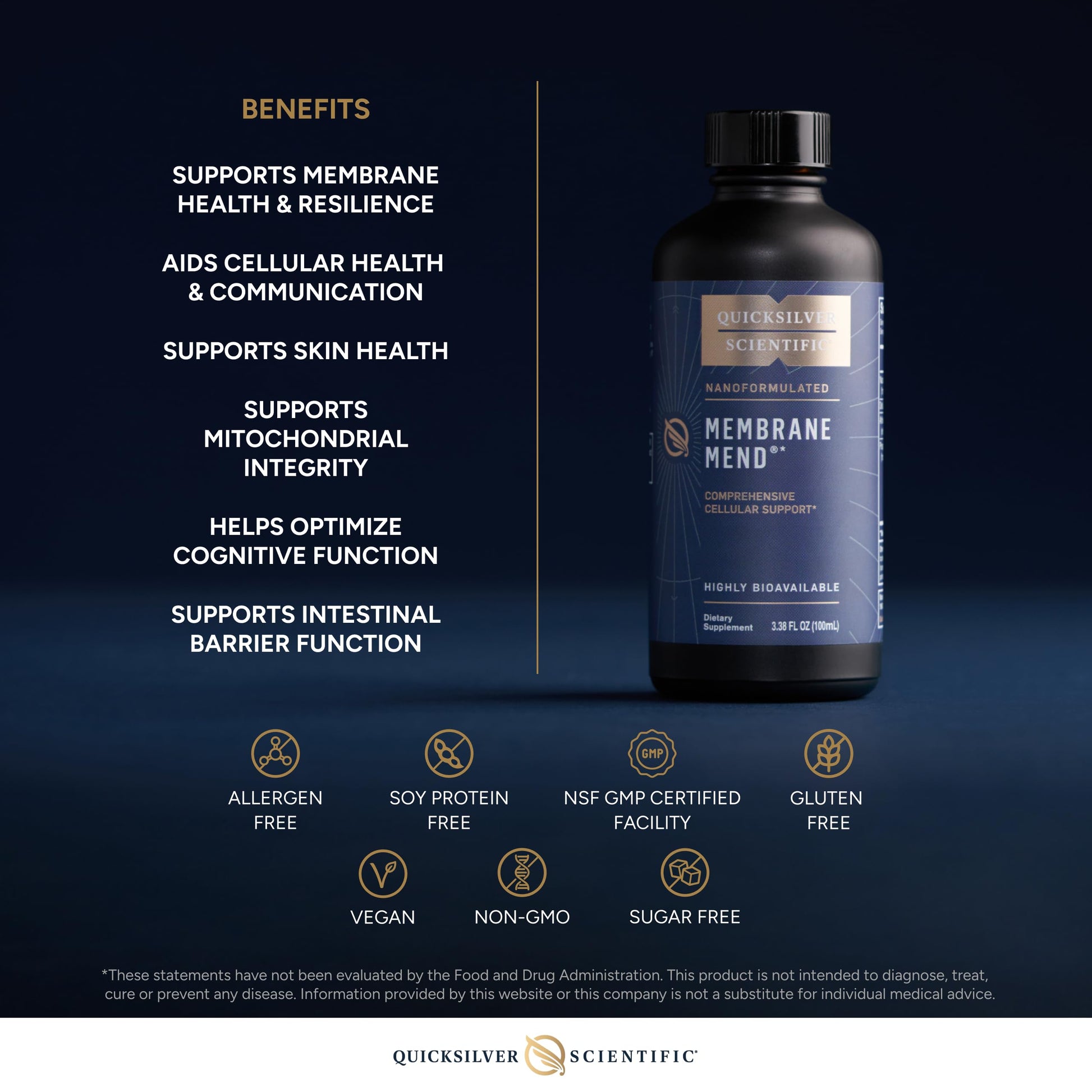 Quicksilver Scientific Membrane Mend - Brain, Cellular & Healthy Aging Support with Phosphatidyl Choline (PC), Vitamin E Tocotrienols, Ahiflower Oil & Astaxanthin Supplements (3.38oz / 100ml) Quicksilver Scientific buy australia supplements