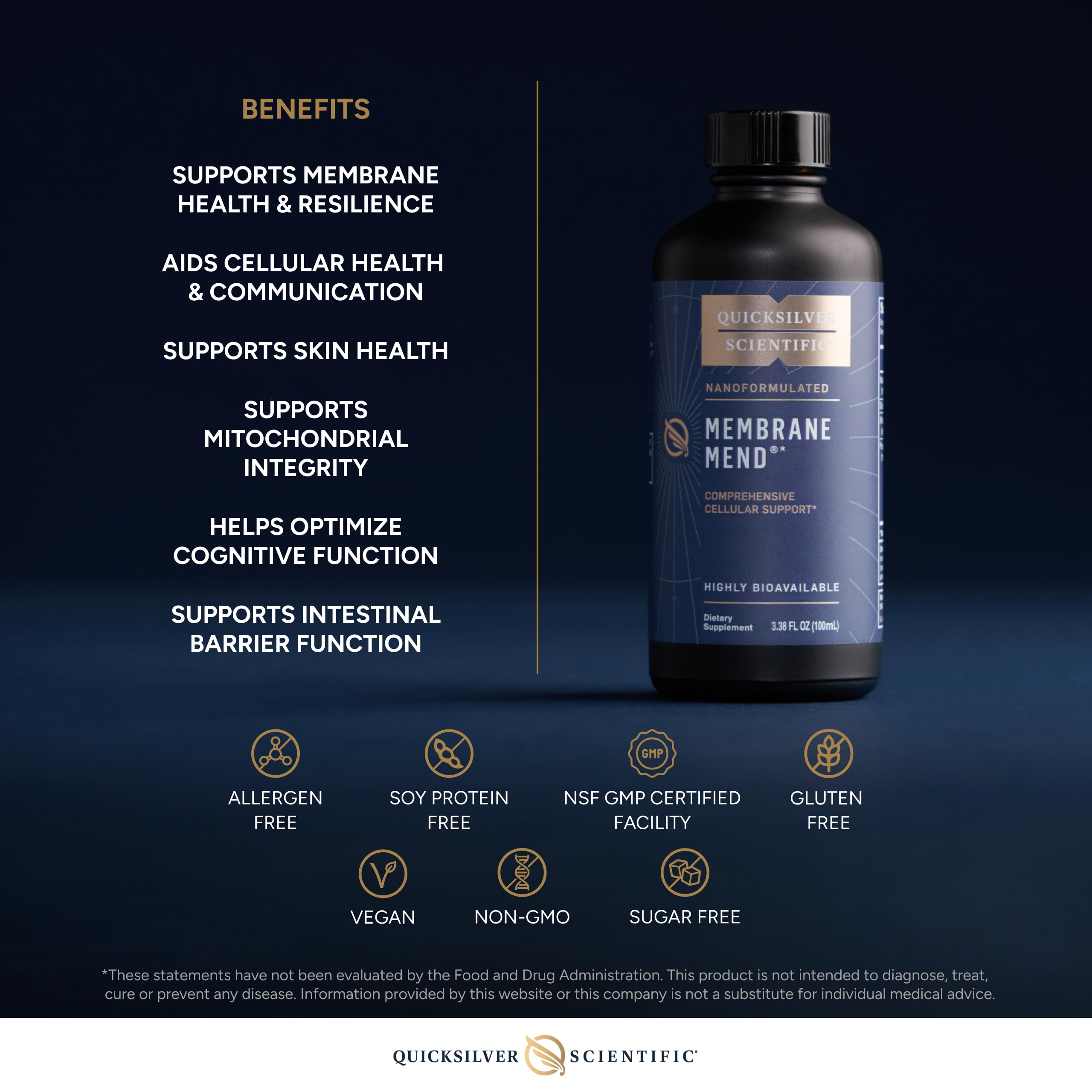 Quicksilver Scientific Membrane Mend - Brain, Cellular & Healthy Aging Support with Phosphatidyl Choline (PC), Vitamin E Tocotrienols, Ahiflower Oil & Astaxanthin Supplements (3.38oz / 100ml) Quicksilver Scientific buy australia supplements