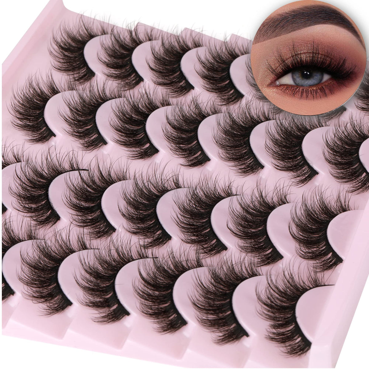 14 Pairs Wispy Mink Lashes False Eye Lashes Natural Look 5D Volume 16mm Fake Eyelashes Pack by TNFVLONEINS TNFVLONEINS