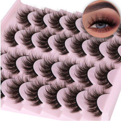 14 Pairs Wispy Mink Lashes False Eye Lashes Natural Look 5D Volume 16mm Fake Eyelashes Pack by TNFVLONEINS TNFVLONEINS