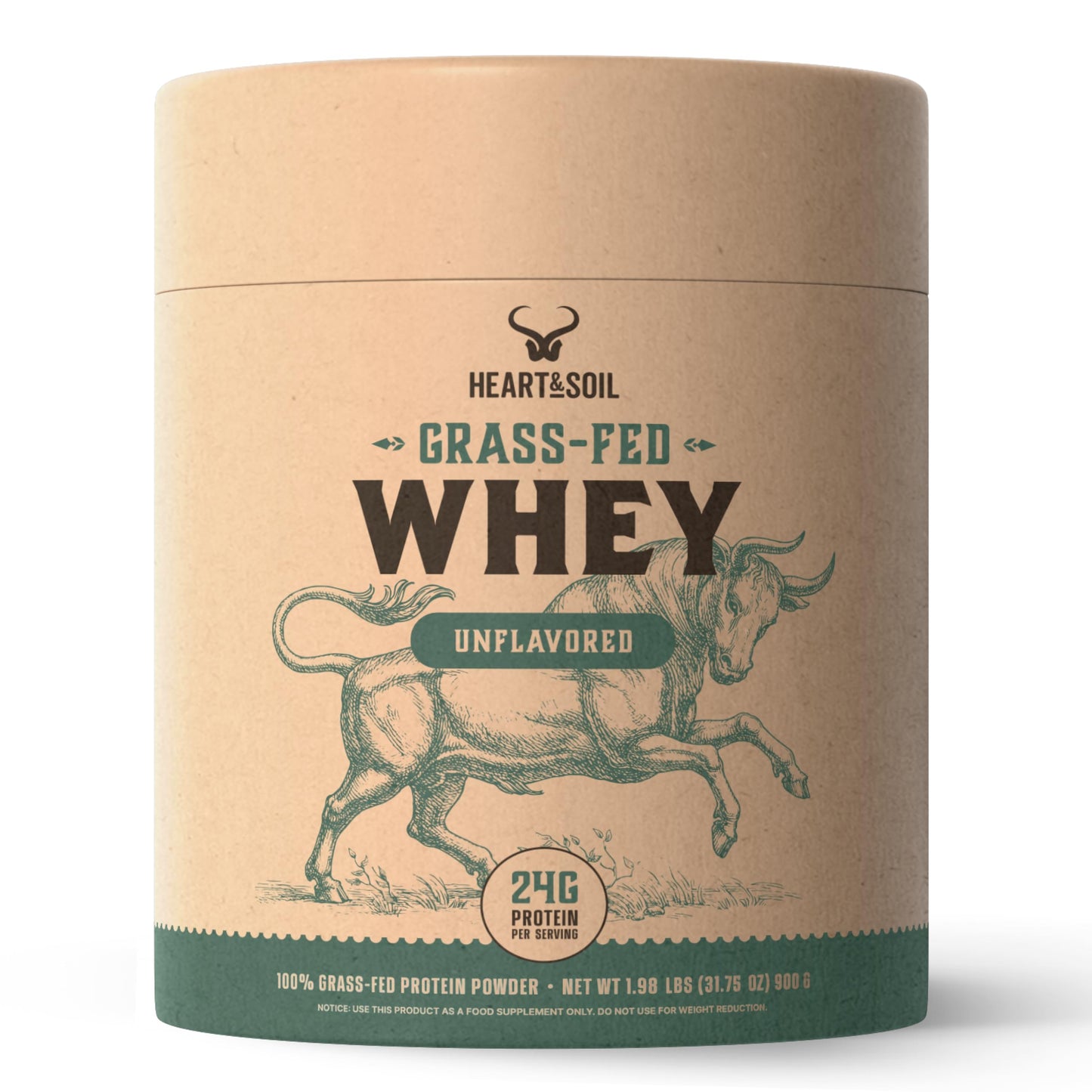 100% Grass Fed Whey Chocolate Protein Powder – Only Four Ingrediants, Absolutely Nothing Artificial – 25g of Grass Fed Whey Protein Per Serving – Clean Post Workout Recovery Powder – 2.84 lbs