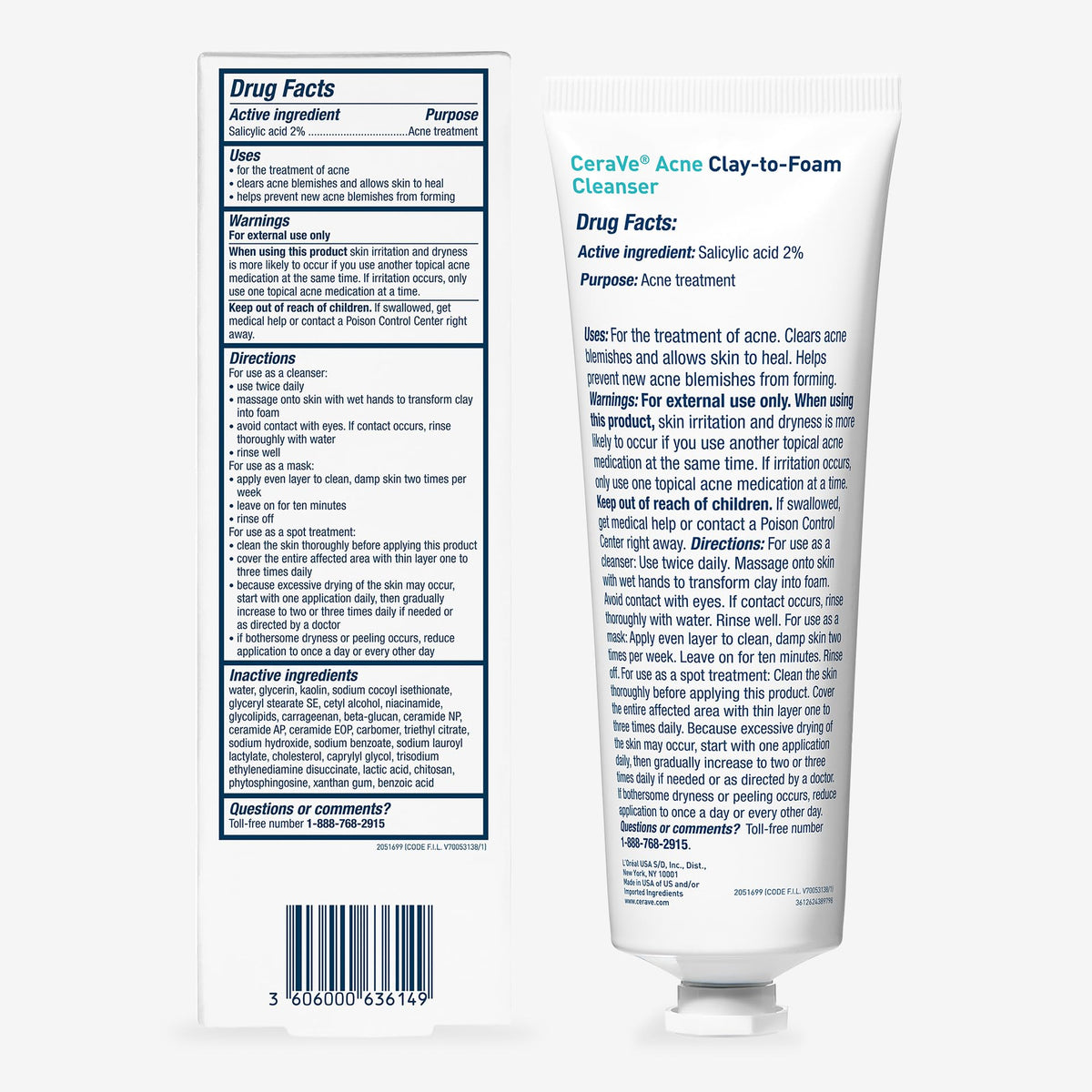 CeraVe Clay to Foam Acne Face Wash, Salicylic Acid Spot Treatment, 4 Oz CeraVe
