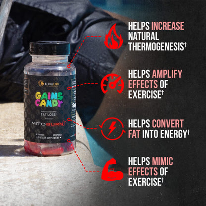 ALPHA LION Gains Candy, Pills that Support Weight Loss, Energy Supplements, 100% Natural Extract, Calorie Burning, Regulates Healthy Metabolism, 60 Capsules (Fat Loss - CaloriBurn®)