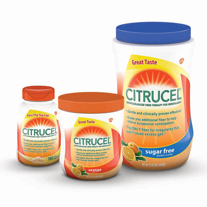 CITRUCEL Sugar Free Fiber Powder for Occasional Constipation Relief, Methylcellulose Fiber Powder, Orange Flavor - 32 Ounces CITRUCEL