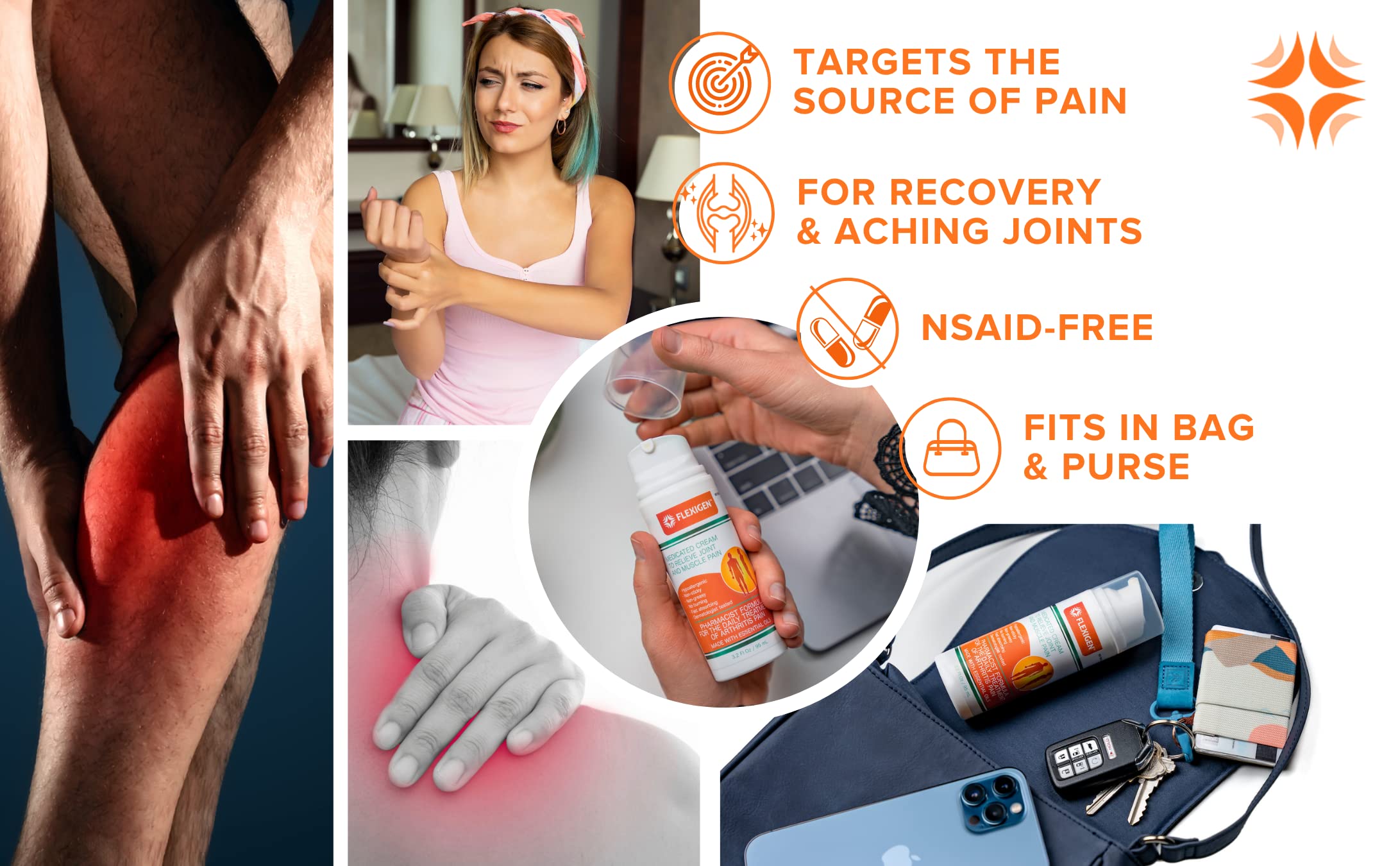 FLEXIGEN Pain Cream Lotion 3-Pack – Natural Menthol Formula with Frankincense & Essential Oils – Fast-Acting, Non-Greasy, Pleasant Scent FLEXIGEN buy australia supplements