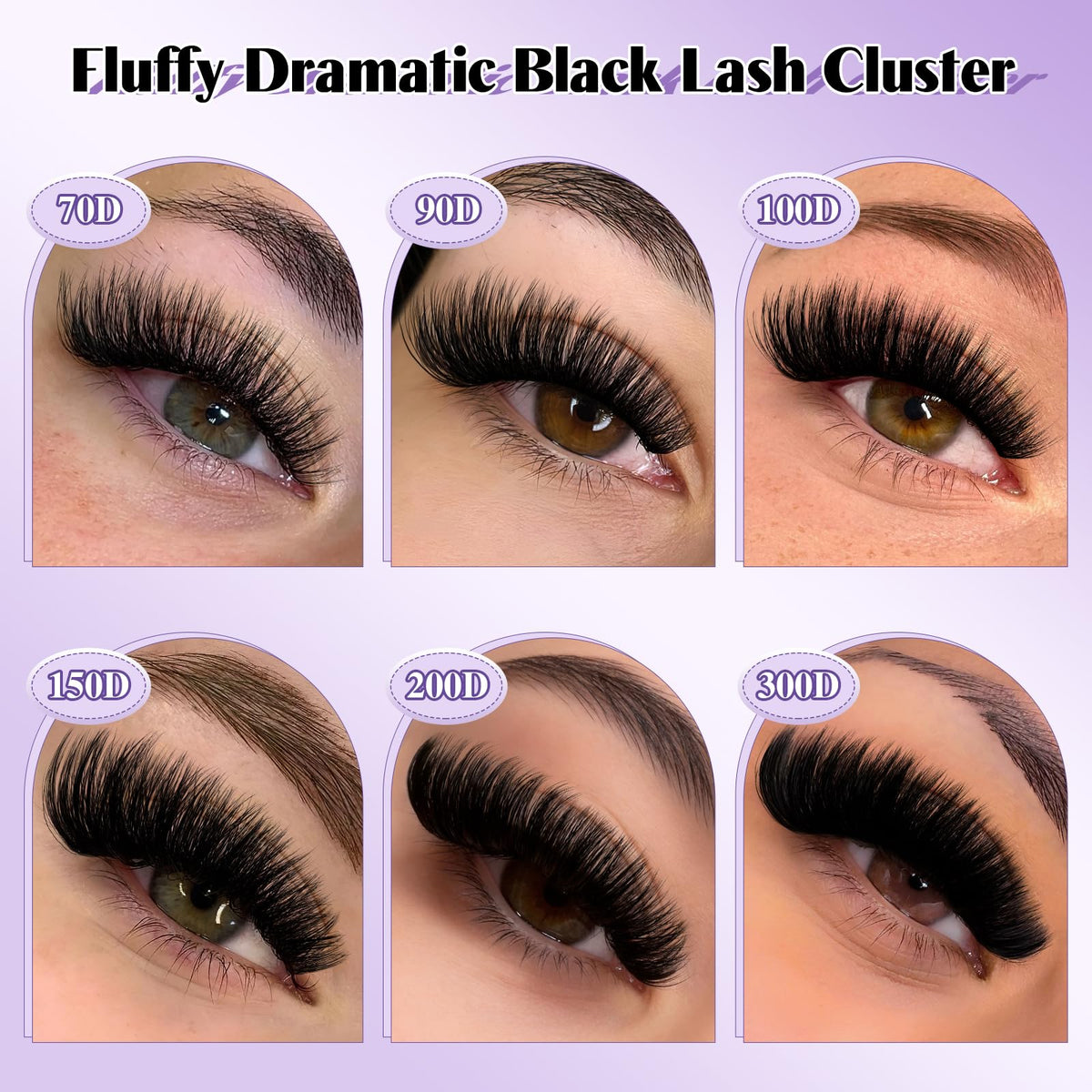 B&Q Fluffy Lash Clusters 200D,Dramatic Full Eyelash Clusters Volume 10-18mm B&Qaugen