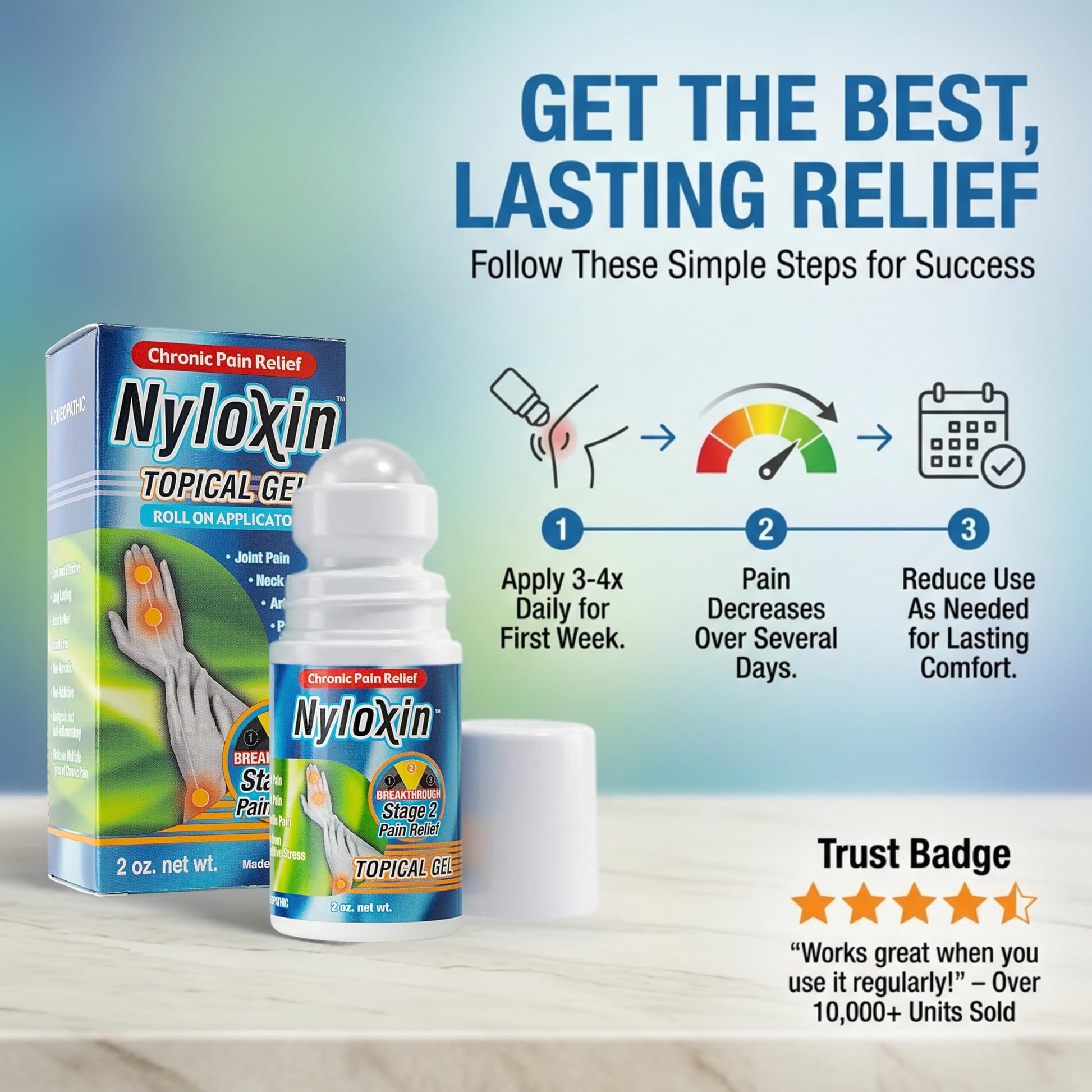 Nyloxin Roll-On Arthritis Pain Relief Gel, Back Pain Relief, Neuropathy Pain Relief, Nerve Pain Relief, Knee Pain Relief, Foot Pain Relief, Muscle Pain Relief, Shoulder Pain, Joint Pain (2 oz) Nyloxin buy australia supplements