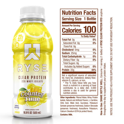 RYSE Clear Protein Drink - Variety Pack - 100 Calories, 22g Whey Isolate Protein Shake, Sugar-Free, 0g Fat & Lactose-Free - Refreshing Ready-to-Drink Beverage - 16.9 fl oz Bottles (12-Pack)