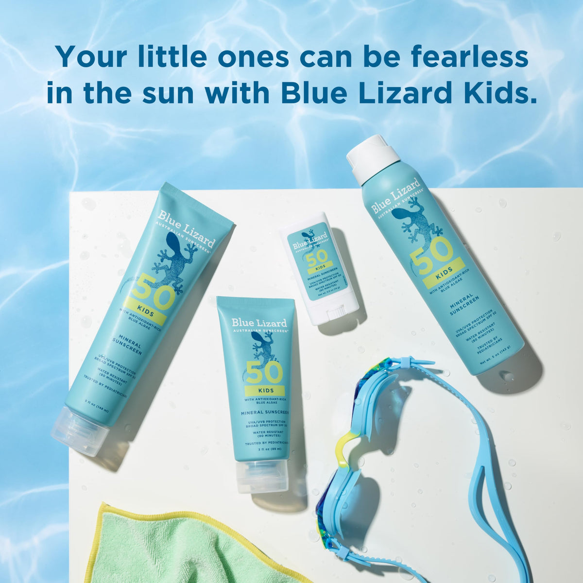 Blue Lizard Kids Mineral SPF 50 Sunscreen Stick, Zinc Oxide, 100% Mineral Actives, Developed for Kids’ Sensitive Skin, TSA-Friendly, Vegan, Paraben-free, Fragrance-Free, 0.5 oz BLUE LIZARD